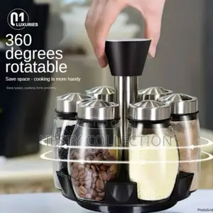 360 Degrees Rotating Spice Rack Organizer With 6 Bottles