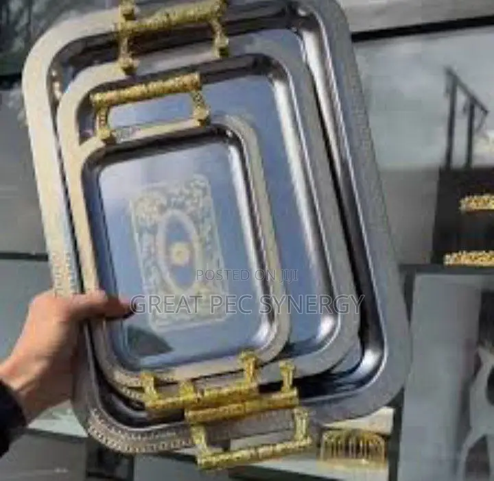 Serving Tray 3 in 1 - Gold Handle