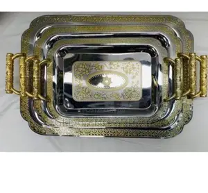 Serving Tray 3 in 1 - Gold Handle