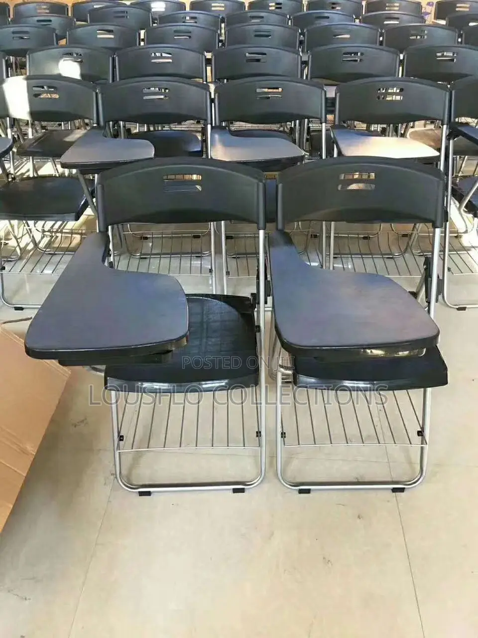 Reclining Folding Plastic Student Chair With Writing Pad