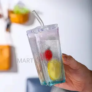 Glass Cup With Straw Coffee Cup With Lid Drinking Cup