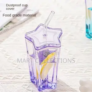 Glass Cup With Straw Coffee Cup With Lid Drinking Cup