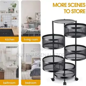 5layers Kitchen Rotating Trolley