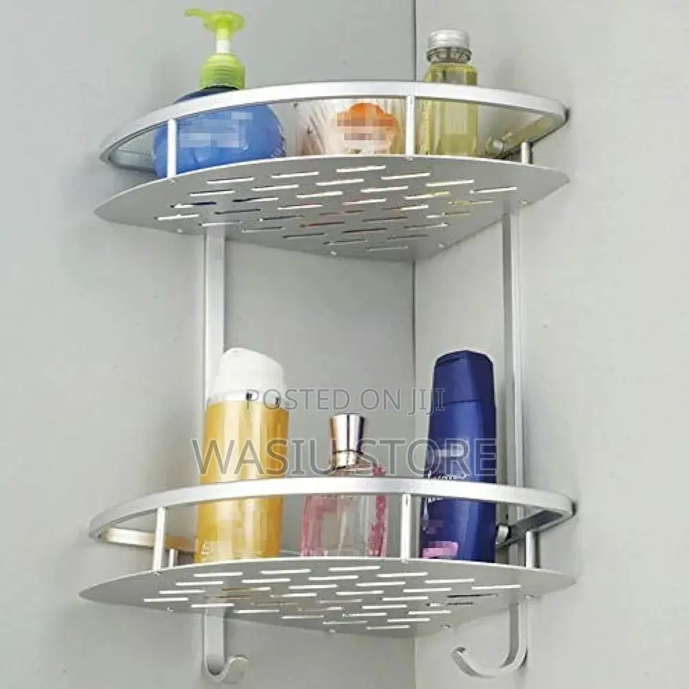 2 Layer Aluminum Multipurpose Kitchen Bathroom Corner Shelf