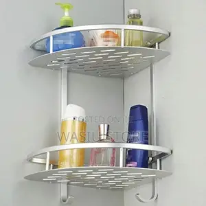 2 Layer Aluminum Multipurpose Kitchen Bathroom Corner Shelf