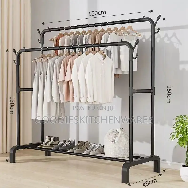 Double Line Cloth Rack 35 Kg Cloth Hanger Double Pole Cloth Rack - Goodieskitchenwares Price ...