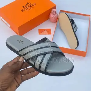 Original Hermes Men Leather Slippers
