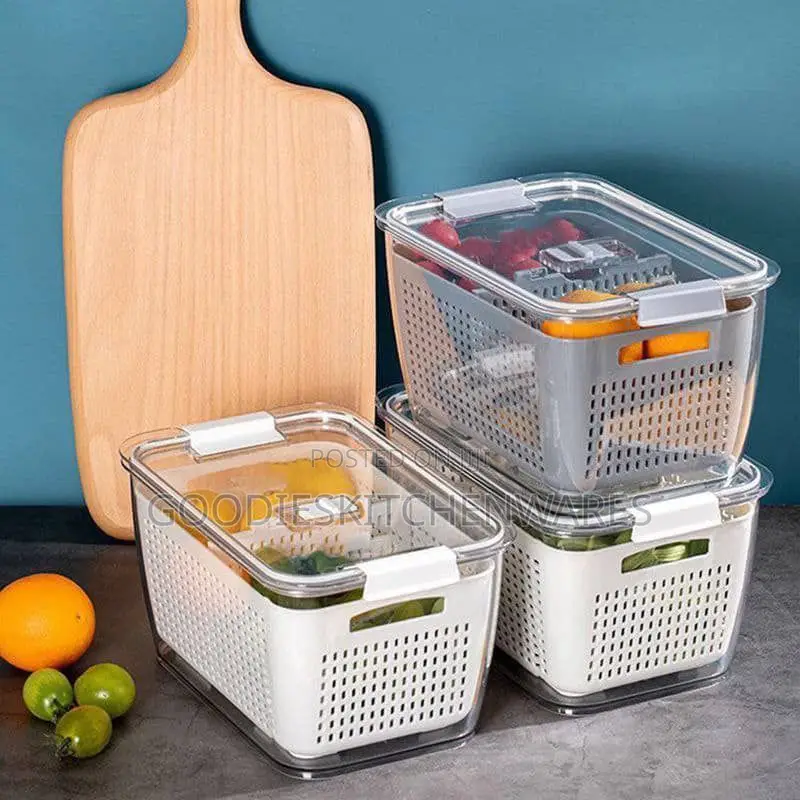 Fridge Storage Double Layer Basket With Cover ( Biggest)Size
