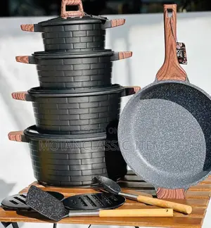 Quality Non-Stick Granite Cookware/Pots Set With Spoons