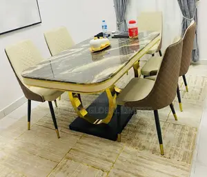 Modern Marble Dining Set With Six Chairs