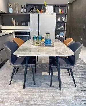 6 Seater Quality Marble Top Dining Table Set
