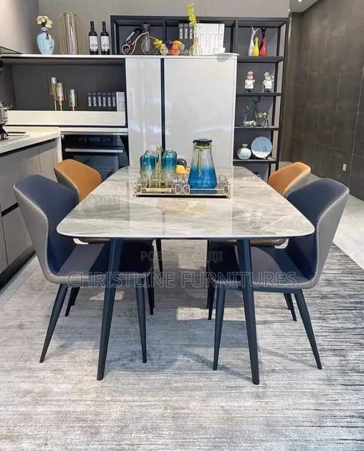6 Seater Quality Marble Top Dining Table Set