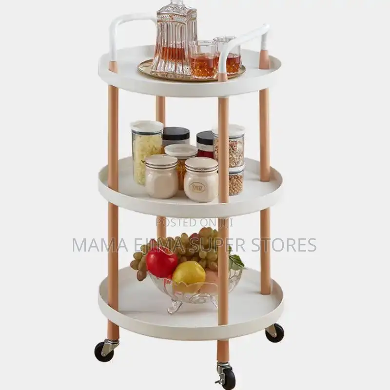 3 Tiers Storage Utility Rack Kitchen Foldable Rolling Trolle