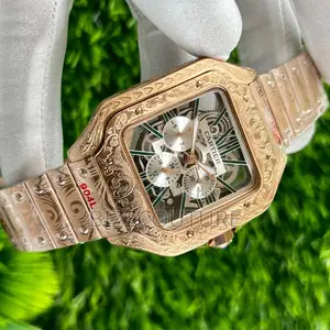 Original Cartier Chronograph Mecahanical Skeleton Gold Watch