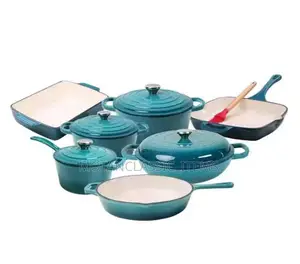 Quality Enameled Cast Iron Dutch Oven Set With Class 7pcs