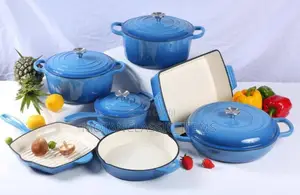 Quality Enameled Cast Iron Dutch Oven Set With Class 7pcs