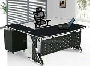 Glass Metal Office Executive Table With Extension