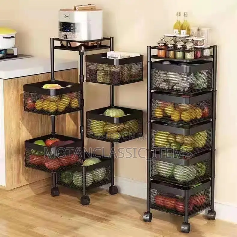5 Steps Kitchen /Fruit Vegetable Trolley Rack With Wheels