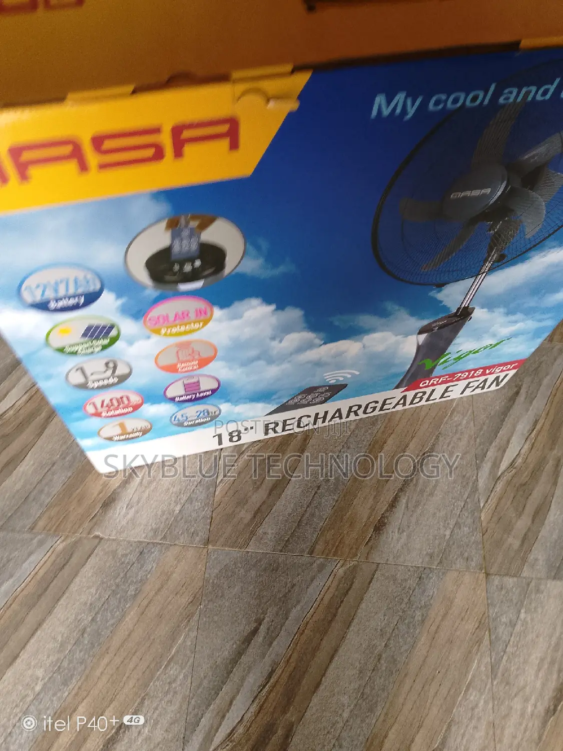 Long Lasting QASA 18inch Rechargeable Standing Fan