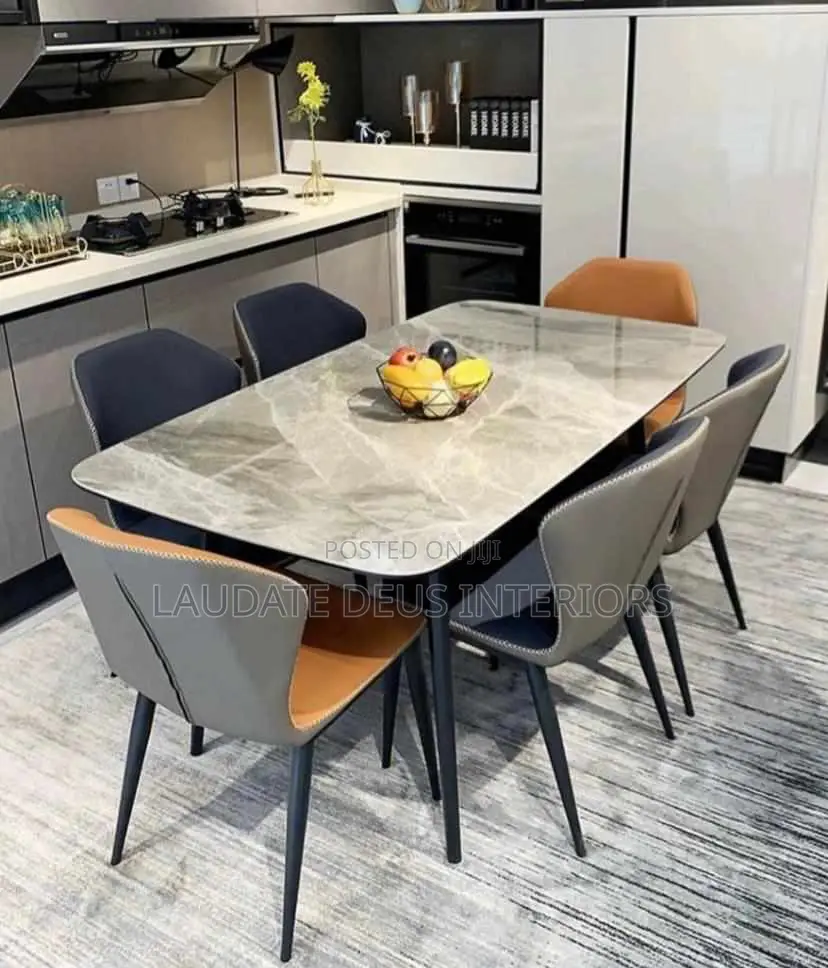 Classic 6 Seaters Marble Top Dining Table
