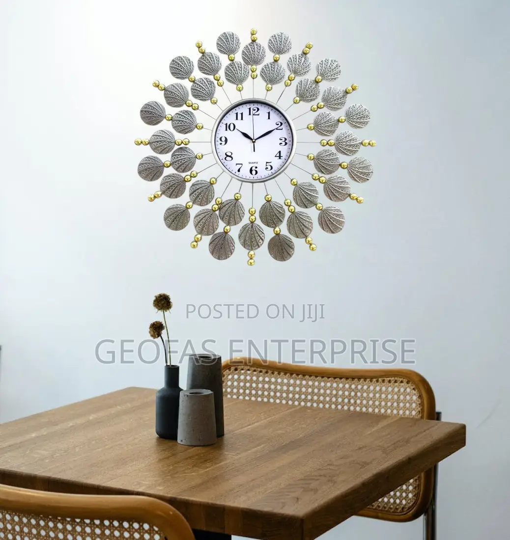 Luxury Peacock Clock Silver