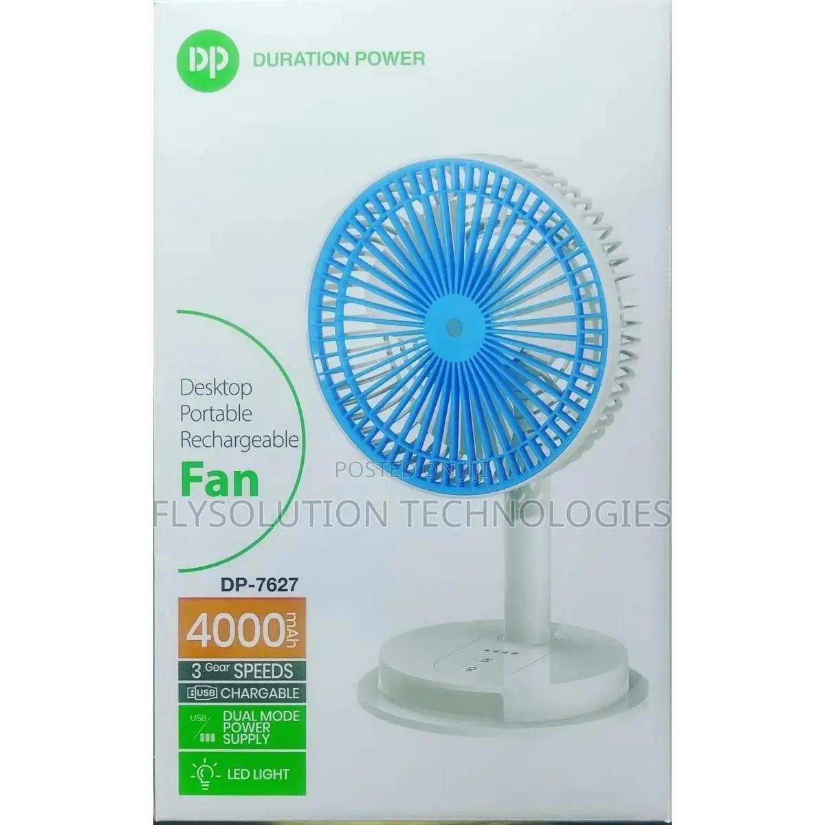 Dp Rechargeable Table Fan With LED Light (DP-7627)