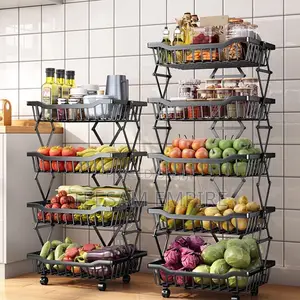 Folding Kitchen Multi-Layer Fruit and Vegetable Shelf