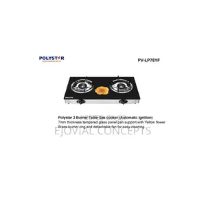 Polystar 2 Burner Table Gas Cooker With Tempered Glass Top