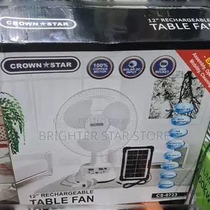12inch Rechargeable Table Fan With Solar DC Input