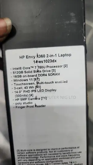 New Laptop HP Envy X360 16GB Intel Core i7 SSD 512GB