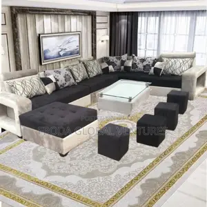 Set of U-Shape Sofa Chairs With Table and Side Stools. Ajb32