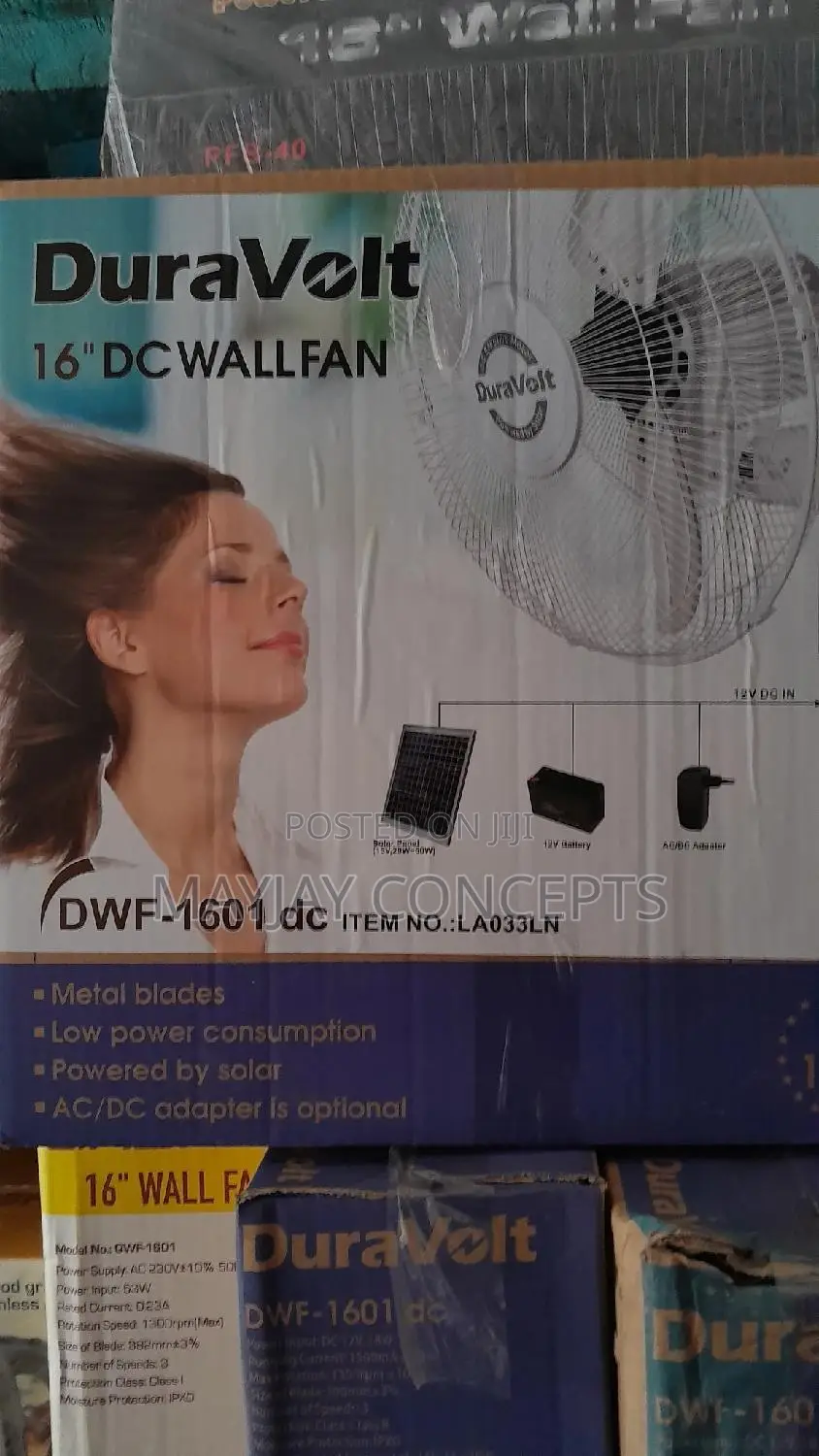 16" Duravolt Ac/Dc Solar Wall Fan And Electricity Wall Fan