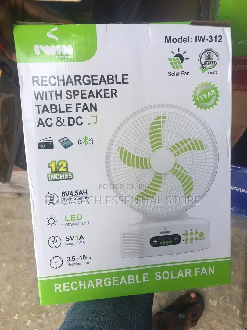Rechargeable Table Fan With Speaker