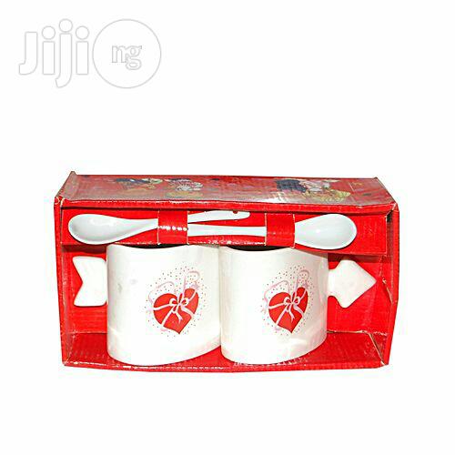 Love Print Cup, Spoon- White