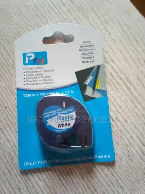 Dymo Label Marker Tape 12mm Black on White Plastic Letratag