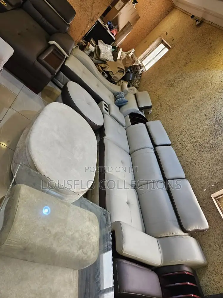 Italian Quality Leather L Shape Sofa With Music