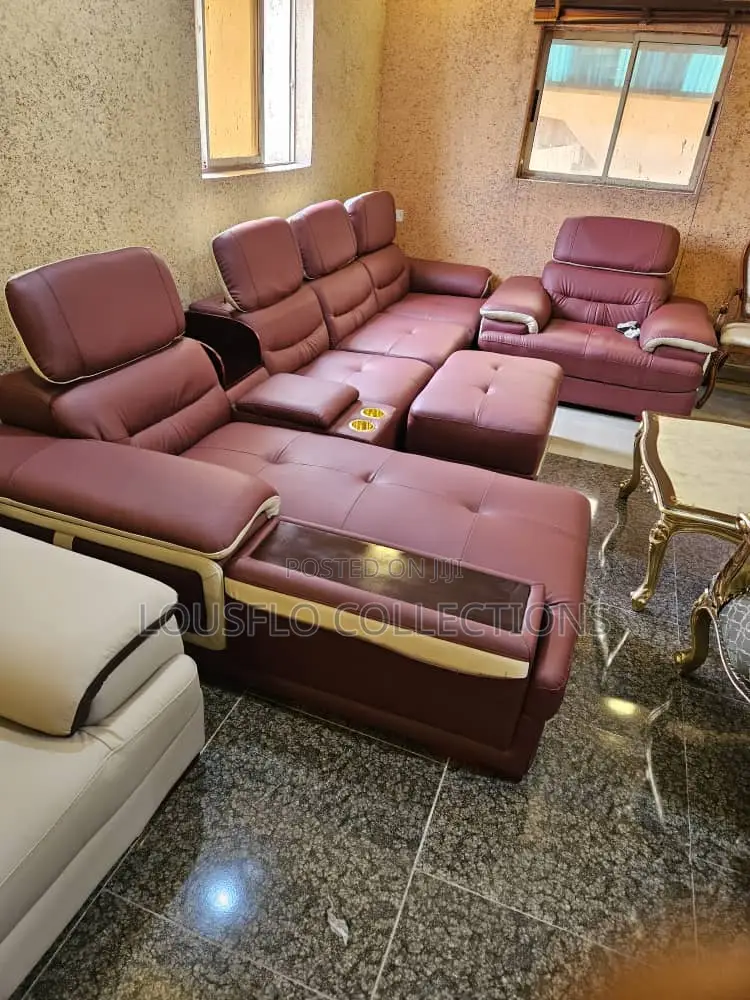 Italian Quality Leather L Shape Sofa With Music