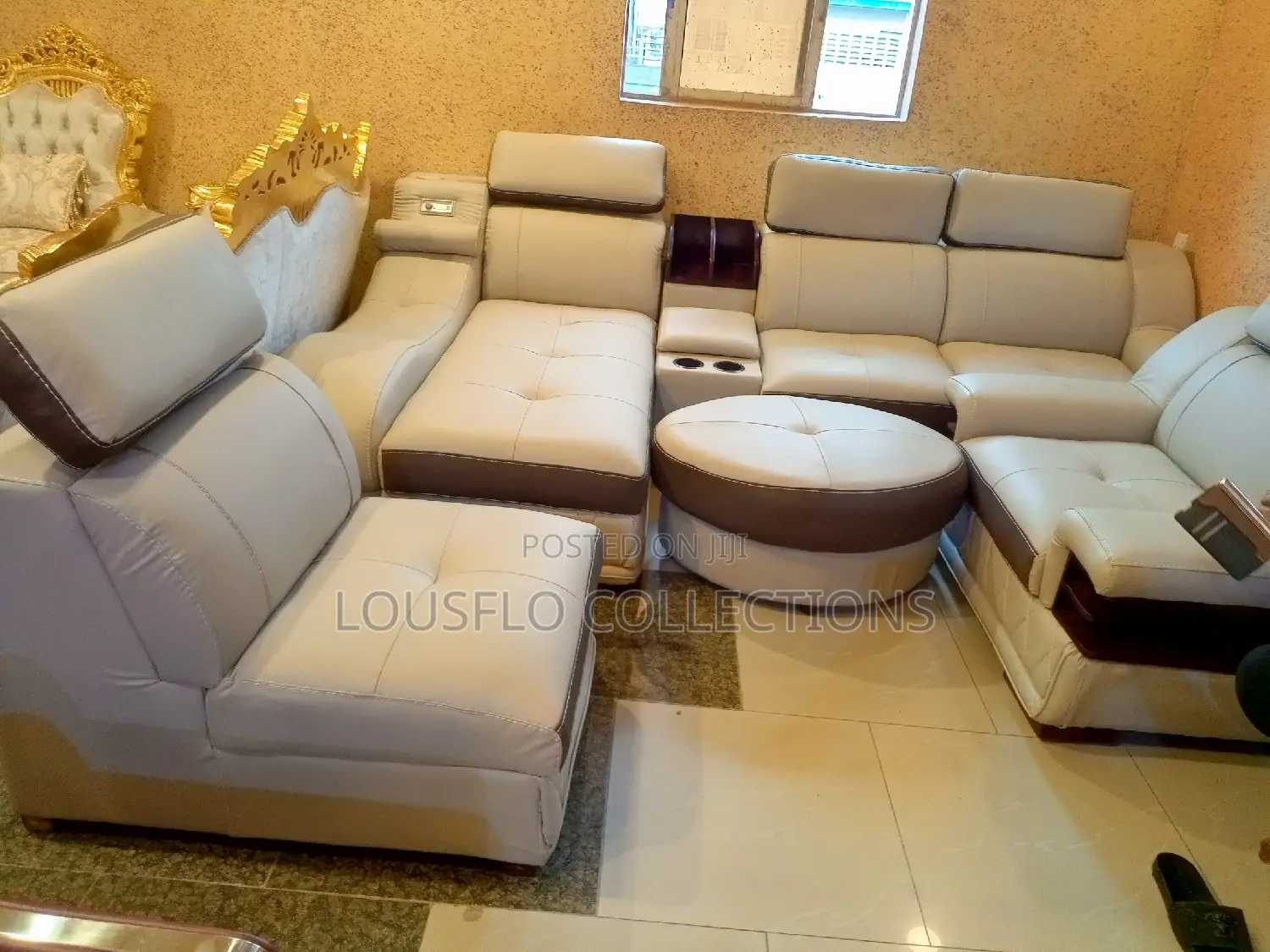 Italian Quality Leather L Shape Sofa With Music