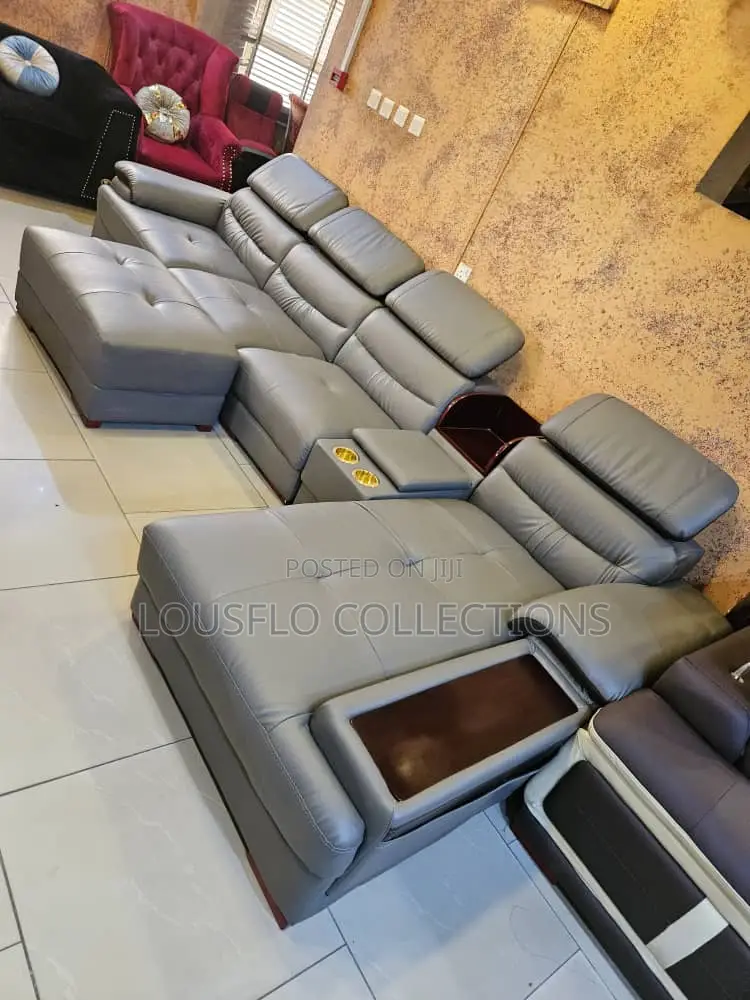 Italian Quality Leather L Shape Sofa With Music