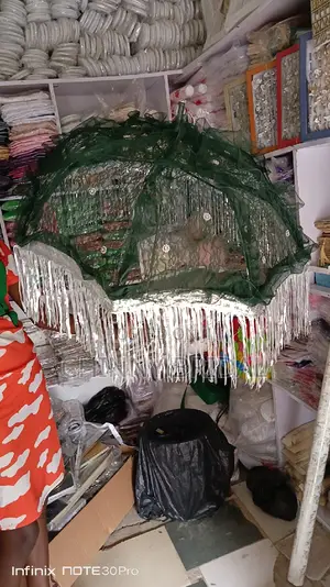Green and Silver Bridal Umbrella