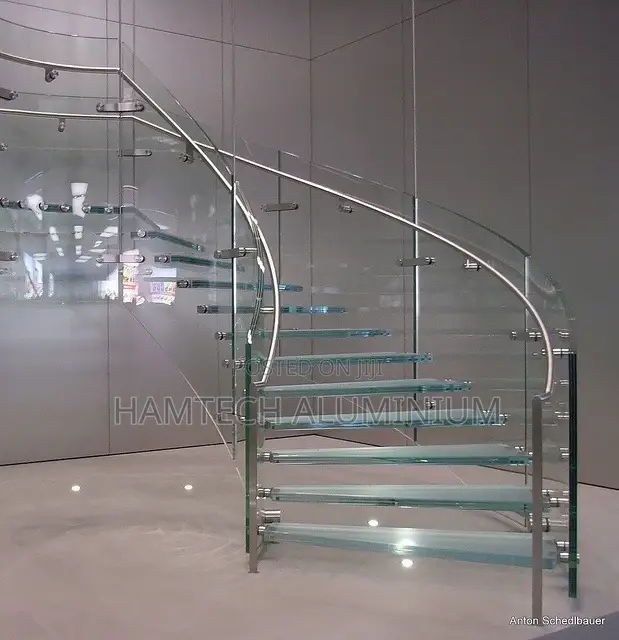 Two 10mm Thick Tempered Glass for Spiral Staircase Handrail