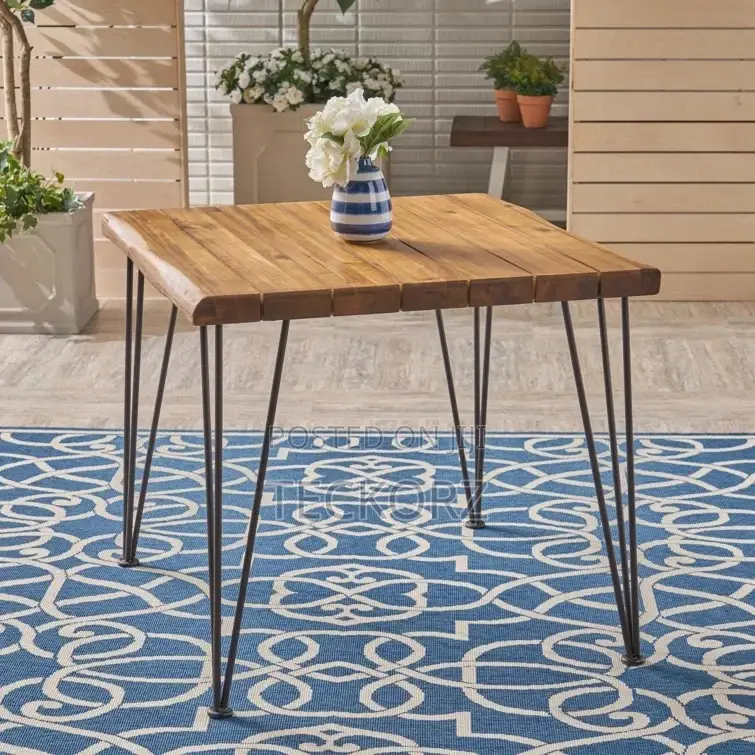 Outdoor Cocktail Table With Solid Wooden Top