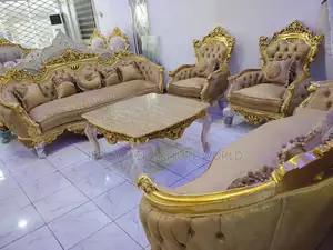 High Classic Turkish Royal Fabric Sofa Chair Complete Set