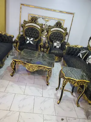 High Classic Turkish Royal Fabric Sofa Chair Complete Set