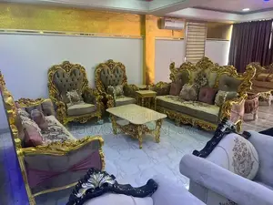 Luxurious Royal Sofa + Center Table + 2 Stools