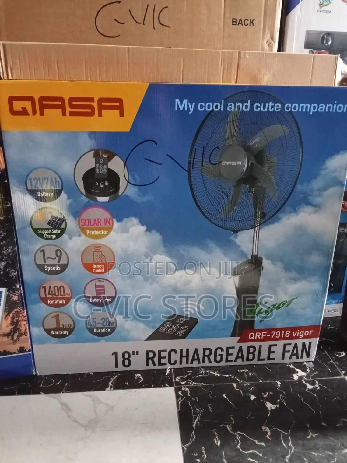 18" QASA Rechargeable Fan