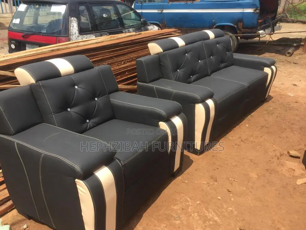 7 Seater Black Executive Sofa
