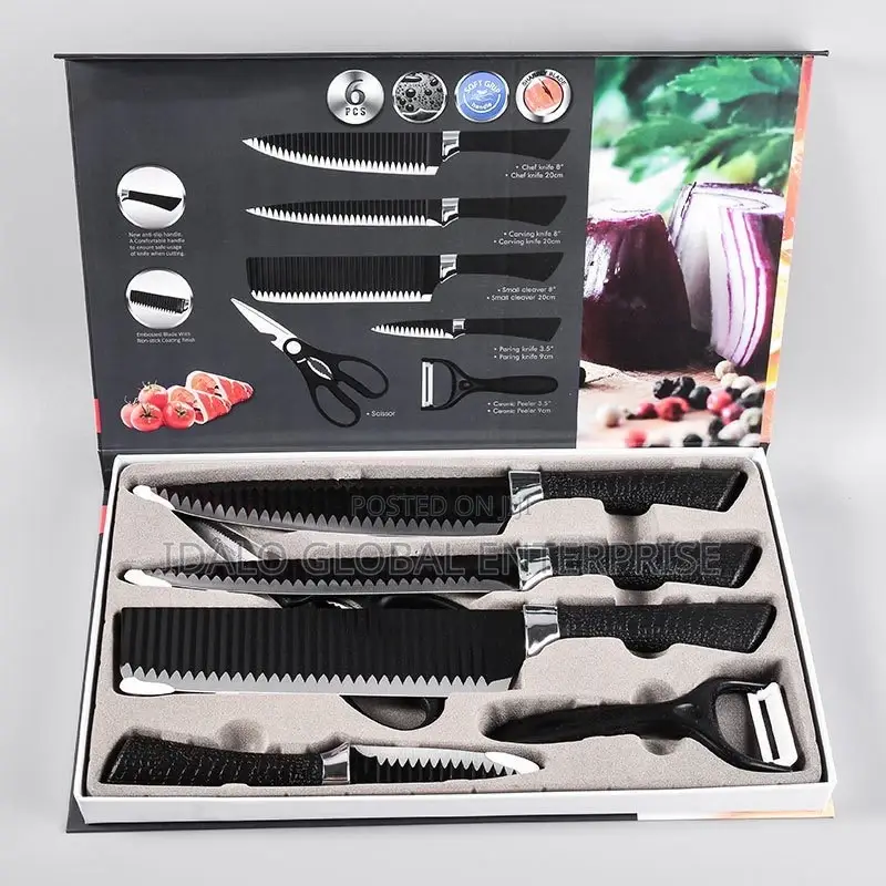 Kitchen Knife Set With Scissors/Peeler (6 in 1)