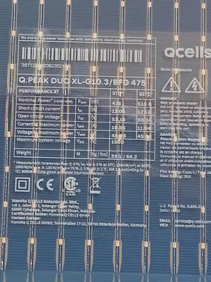 475watt Qcell Solar Panel Double Cell
