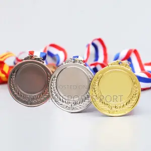 Metal Award Medals With Neck Ribbon Gold Silver Bronze Style